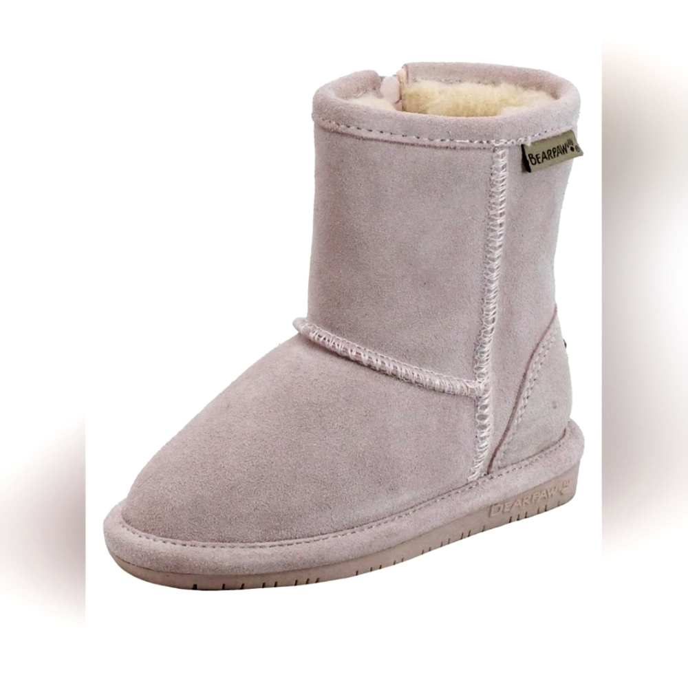 Bearpaw Emma Toddler Zipper Suede & Sherpa Winter Boots in Ash Gray 12